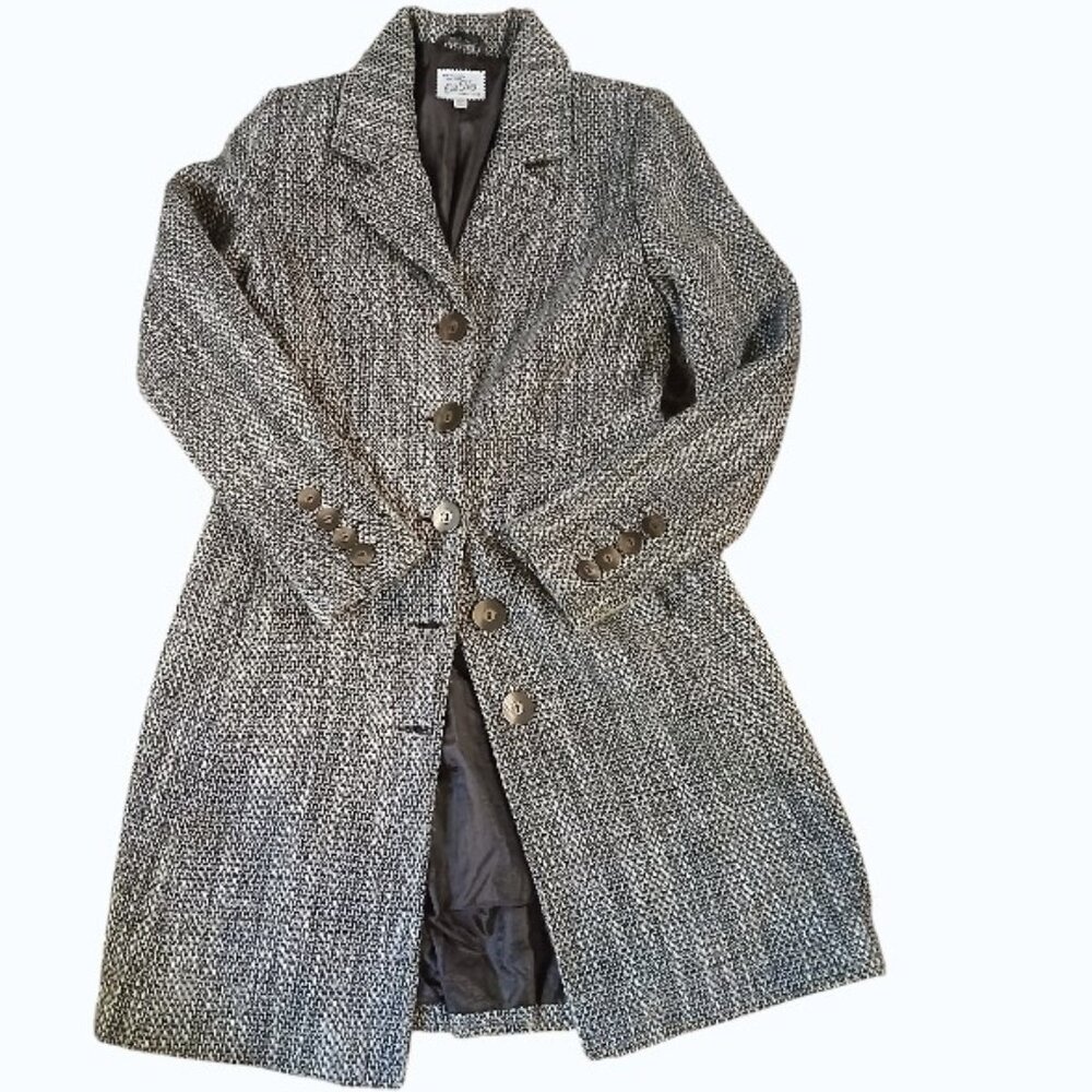 VINTAGE OLD NAVY Brown Tweed Tailored Wool Coat EUC